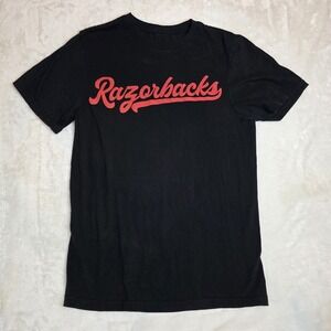 AR Razorbacks Black Red Logo Tee Crew Neck Short Sleeve Unisex University TShirt
